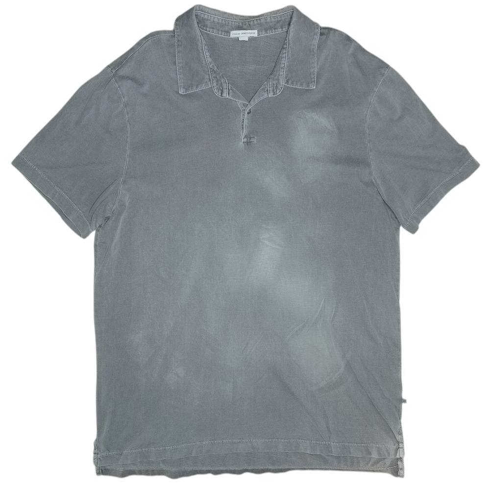 James Perse Standard Mens Sueded Jersey Polo Shirt Faded Gray Sz 4 Supima Cotton